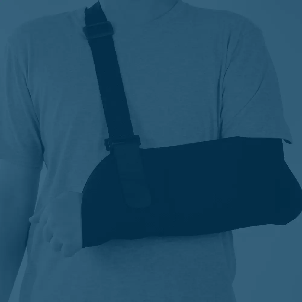 man with broken arm in sling