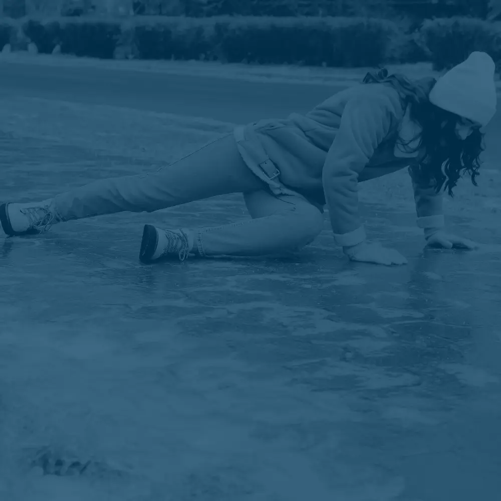woman slip and fall on ice